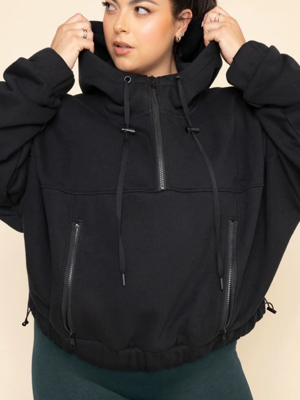 POPFLEX Half Zip Warm Up Hoodie - Black
